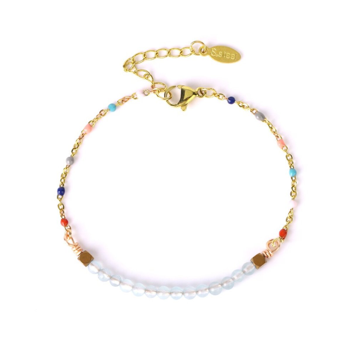 Bracelet Pierre Aigue Marine "Marika" en Acier