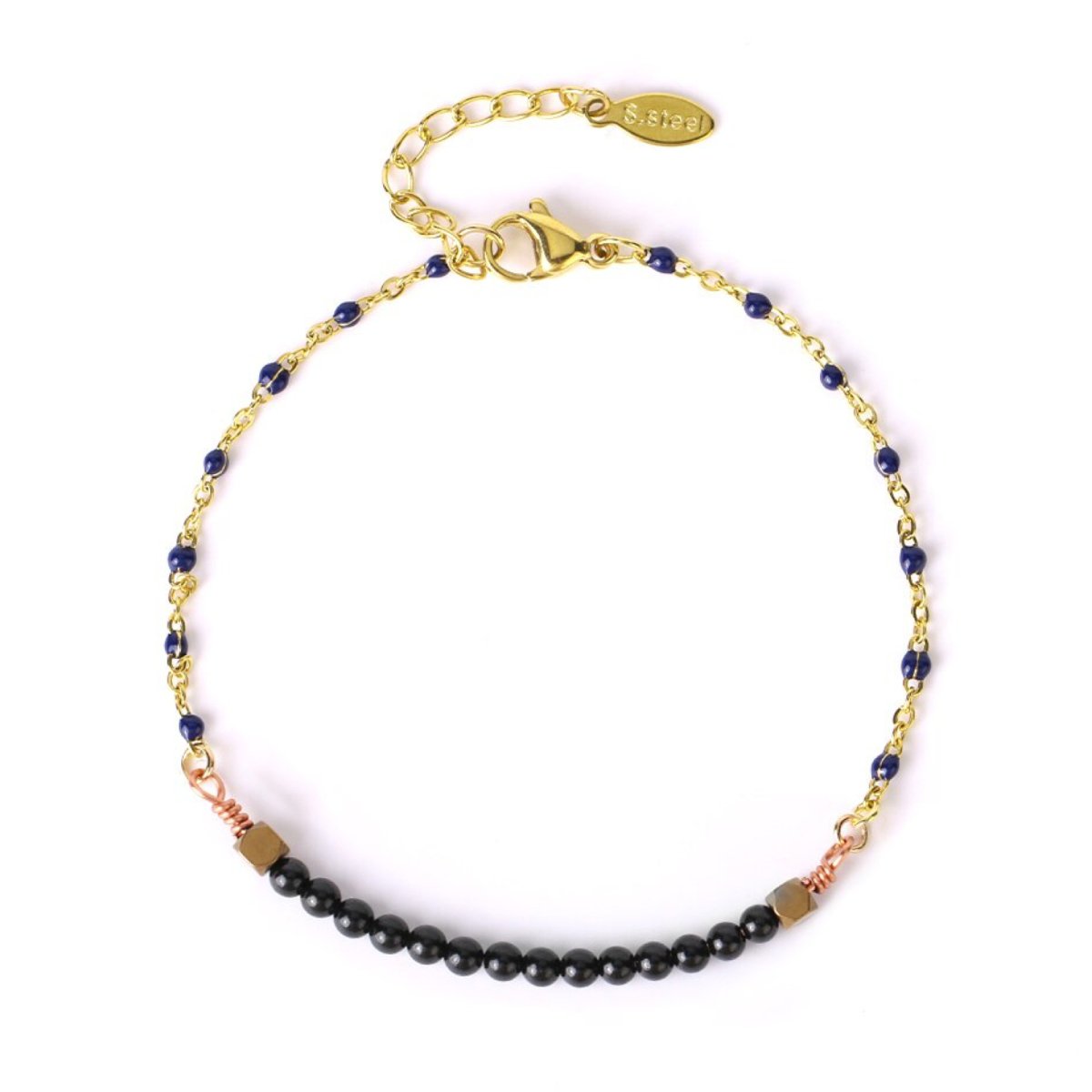 Bracelet Pierre Onyx "Eloa" Acier Inoxydable