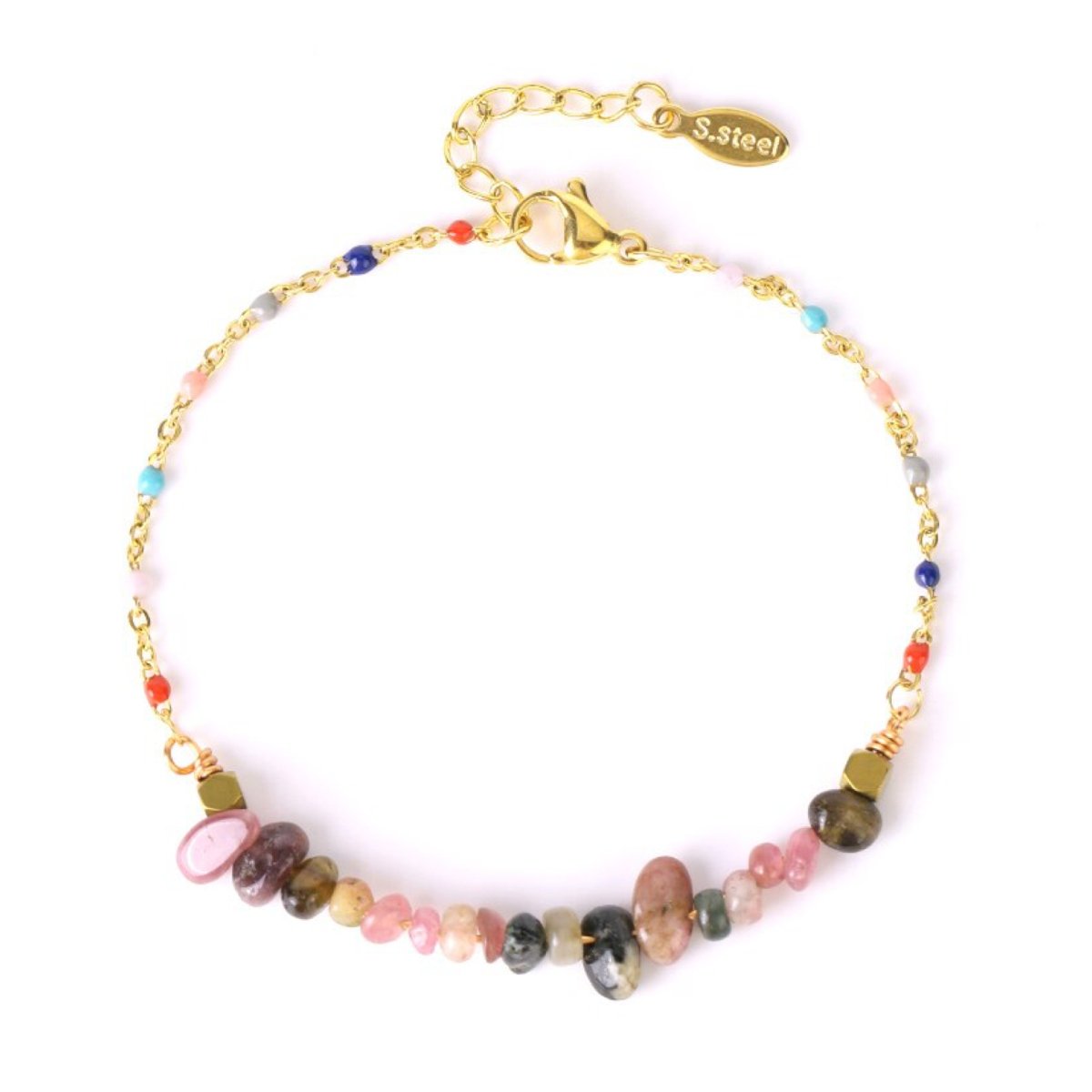 Bracelet Pierre Tourmaline "Aria" Acier Inoxydable