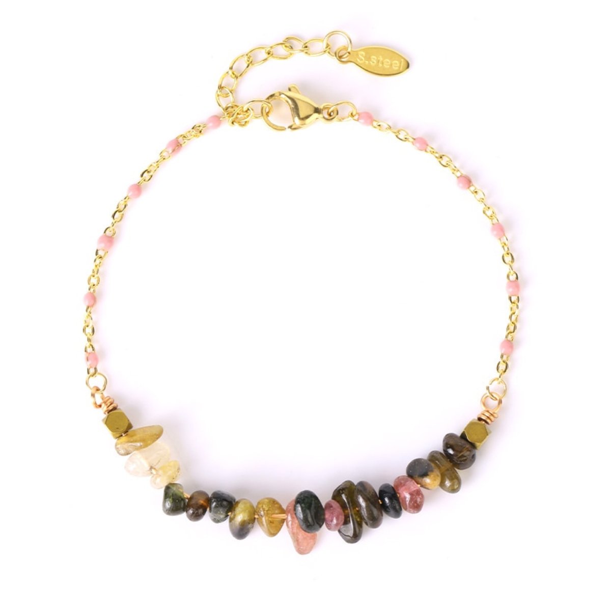 Bracelet Pierre Tourmaline "Hanna" Acier Inoxydable