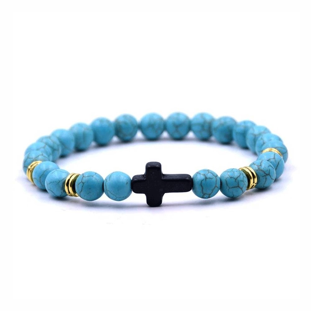 Bracelet Pierre Turquoise Croix "Abby"