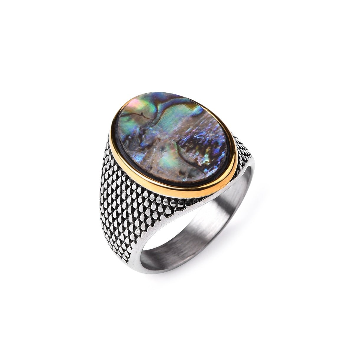 Chevalière Abalone Élégante "Aureliano" en Acier Inoxydable