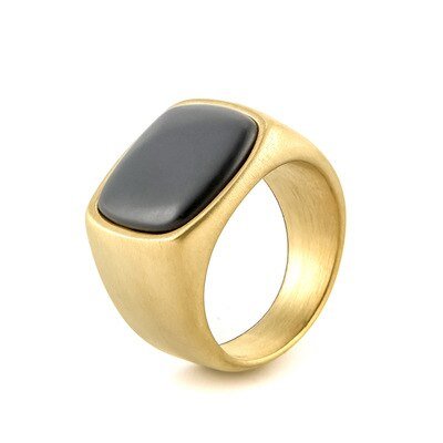 Chevalière Agate Noire Unique "Alessandro" Couleur Or