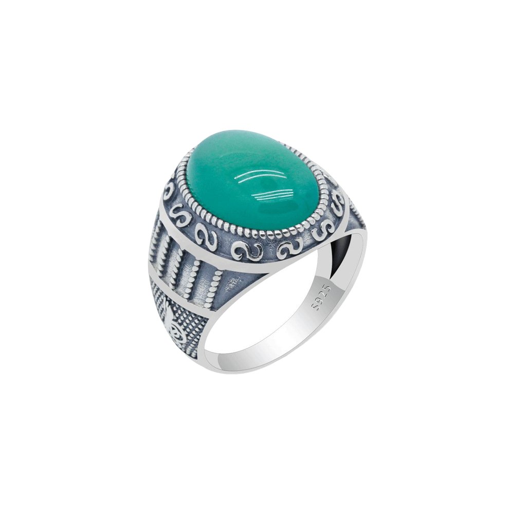 Chevalière Agate Verte Sereine "Spencer" en Argent 925