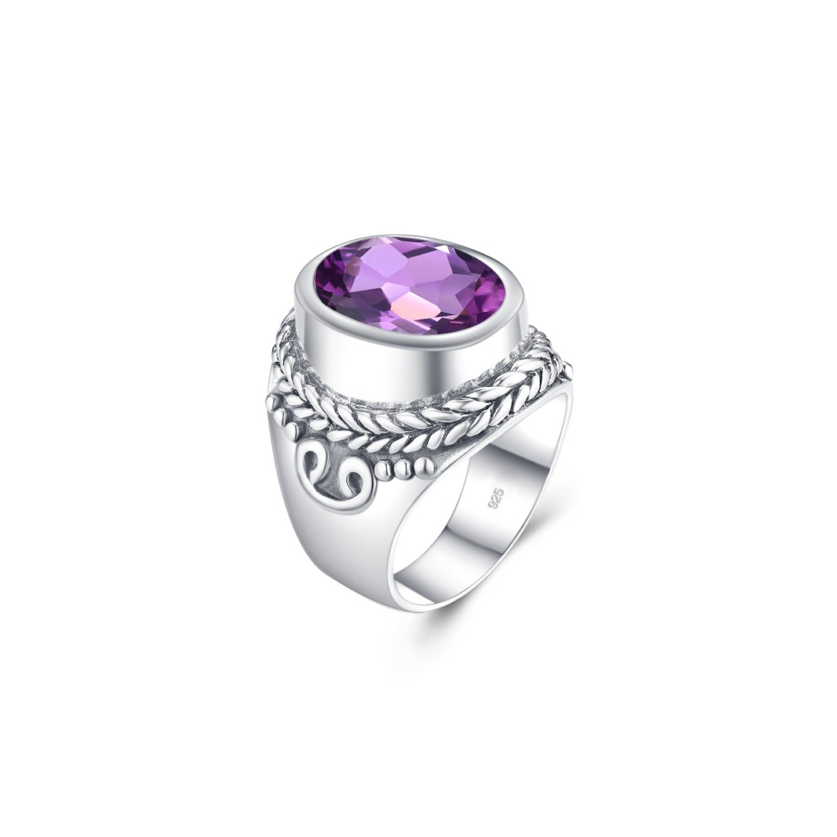 Chevalière Améthyste Divine "Samuel" en Argent 925