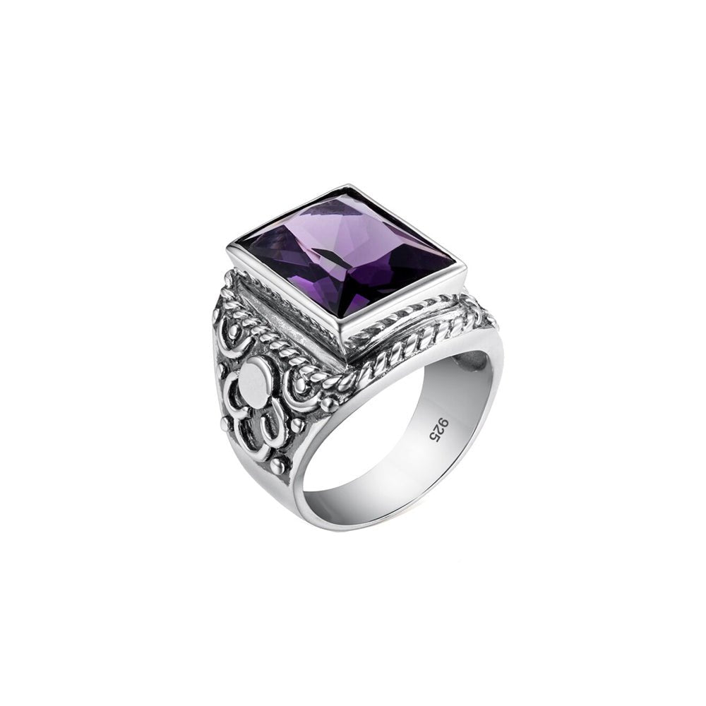 Chevalière Améthyste Sophistiquée "Hélios" en Argent 925