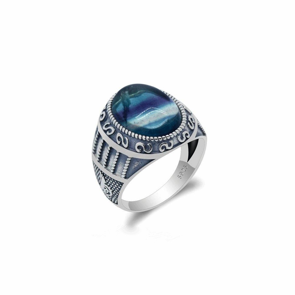 Chevalière Fluorite Mystérieuse "Cassiel" en Argent 925
