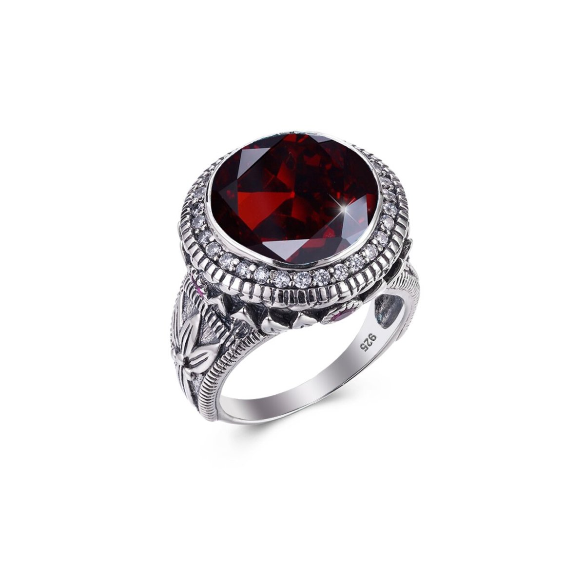 Chevalière Grenat "Orion" en Argent Sterling