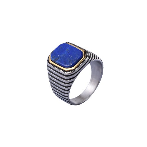 Chevalière Homme Lapis Lazuli "Avalon" en Acier Inoxydable