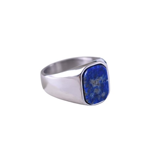 Chevalière Homme Lapis Lazuli "Xenophon" en Acier Inoxydable