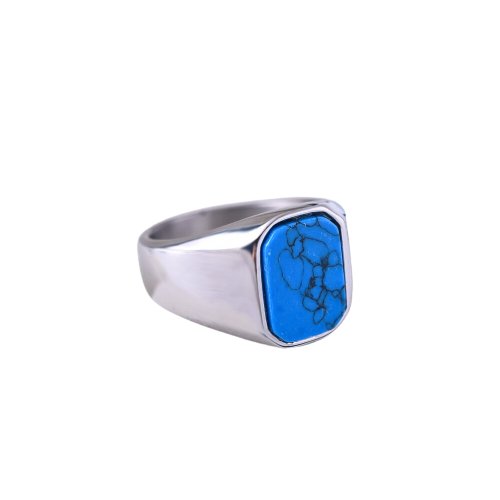 Chevalière Homme Turquoise Étincelante "Cleon" en Acier Inoxydable