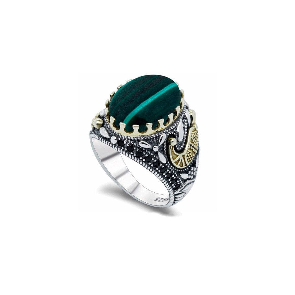 Chevalière Malachite Mystique "Orphée" en Argent 925
