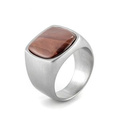 Chevalière Oeil De Tigre Tendance "Orsino" en Acier Inoxydable