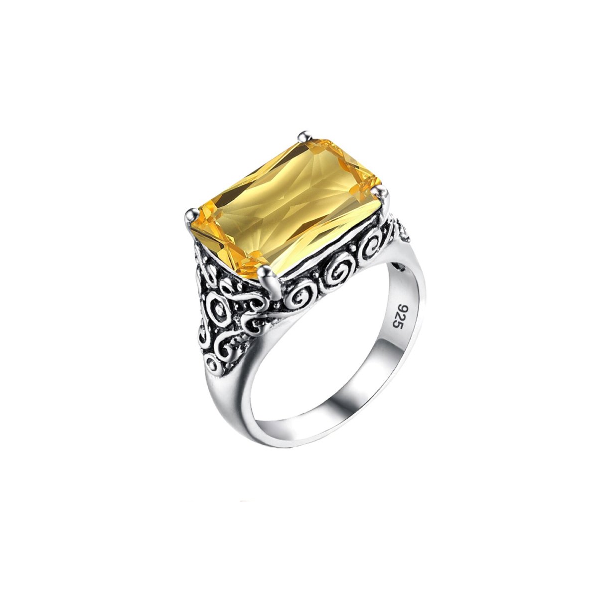 Chevalière Pierre Citrine "Cléon" en Argent 925
