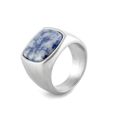 Chevalière Sodalite "Federico" en Acier Inoxydable