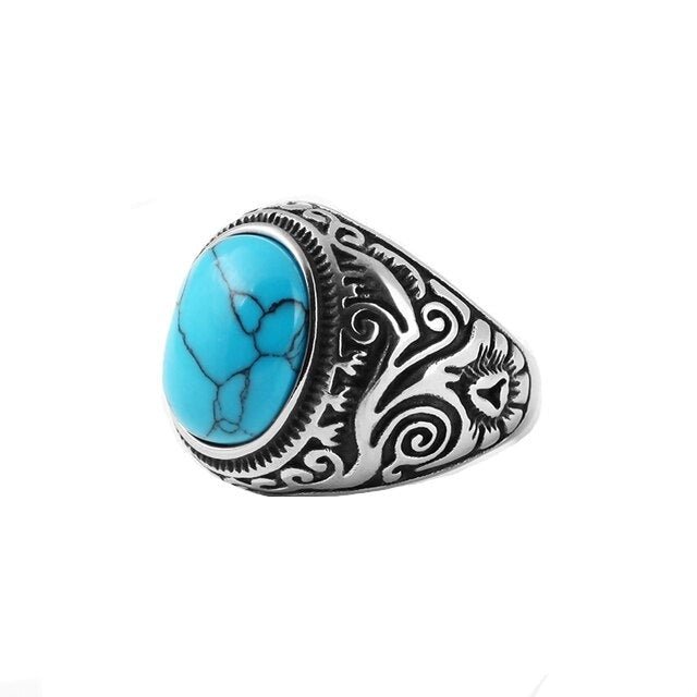 Chevalière Turquoise Élégance "Valerio" en Acier Inoxydable