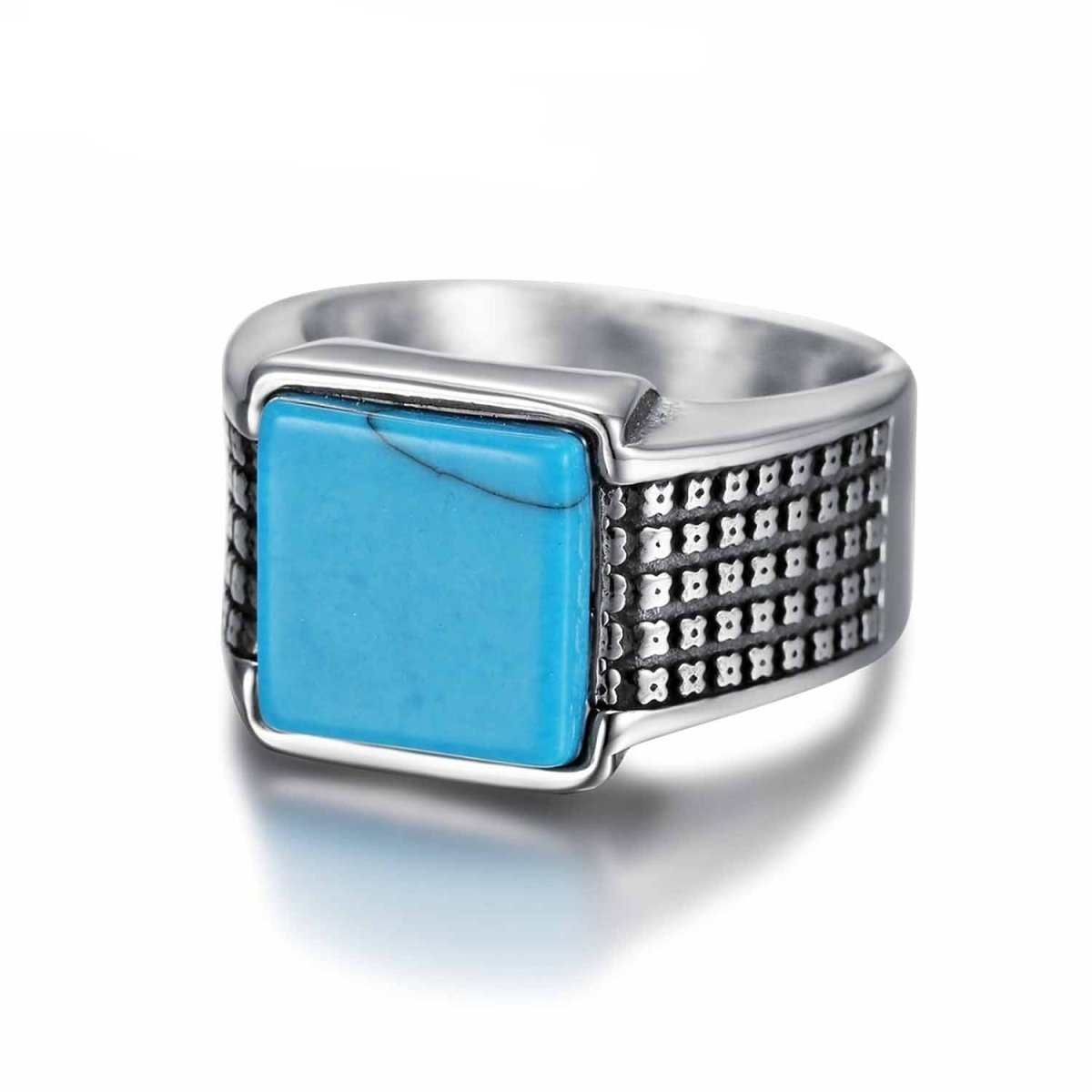 Chevalière Turquoise "Marcelino" en Acier Inoxydable
