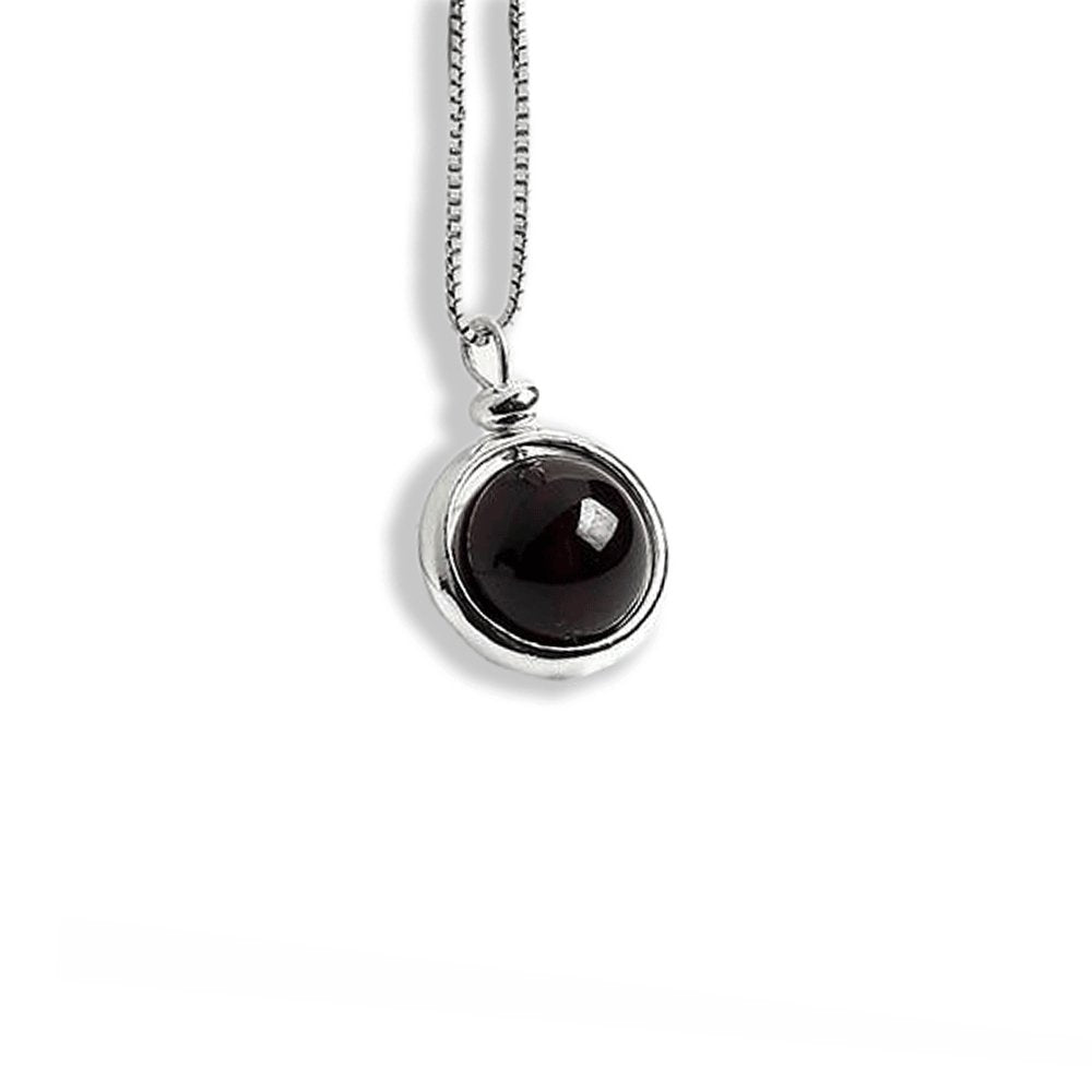 Collier Agate Noire "Carol" en Argent 925