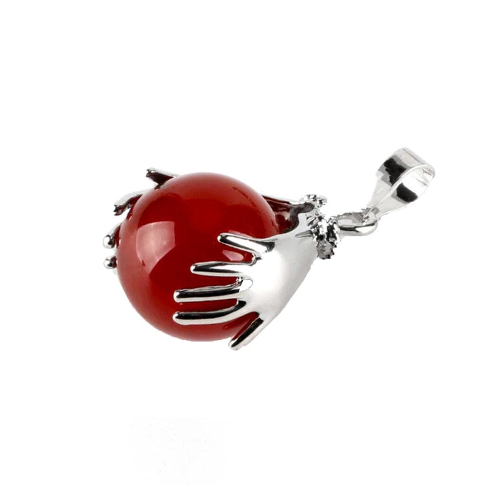 Collier Agate Rouge "Line" Plaqué Argent