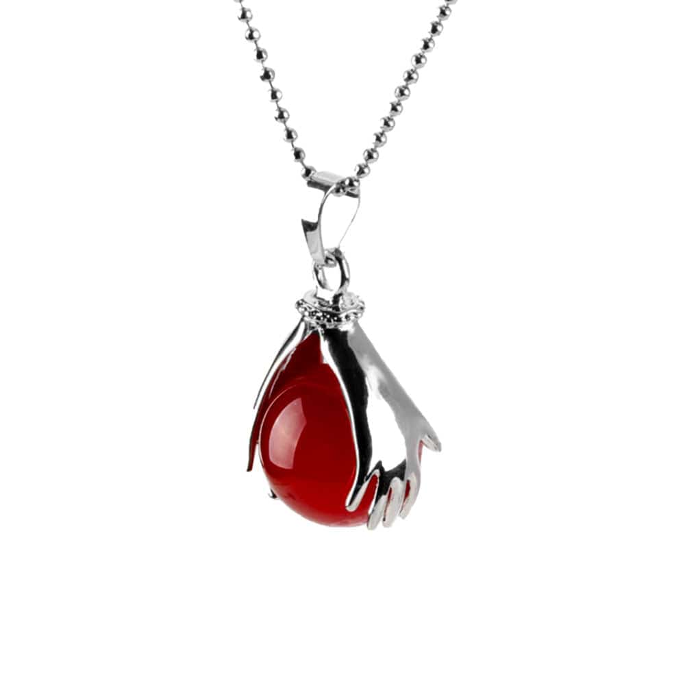 Collier Agate Rouge "Line" Plaqué Argent