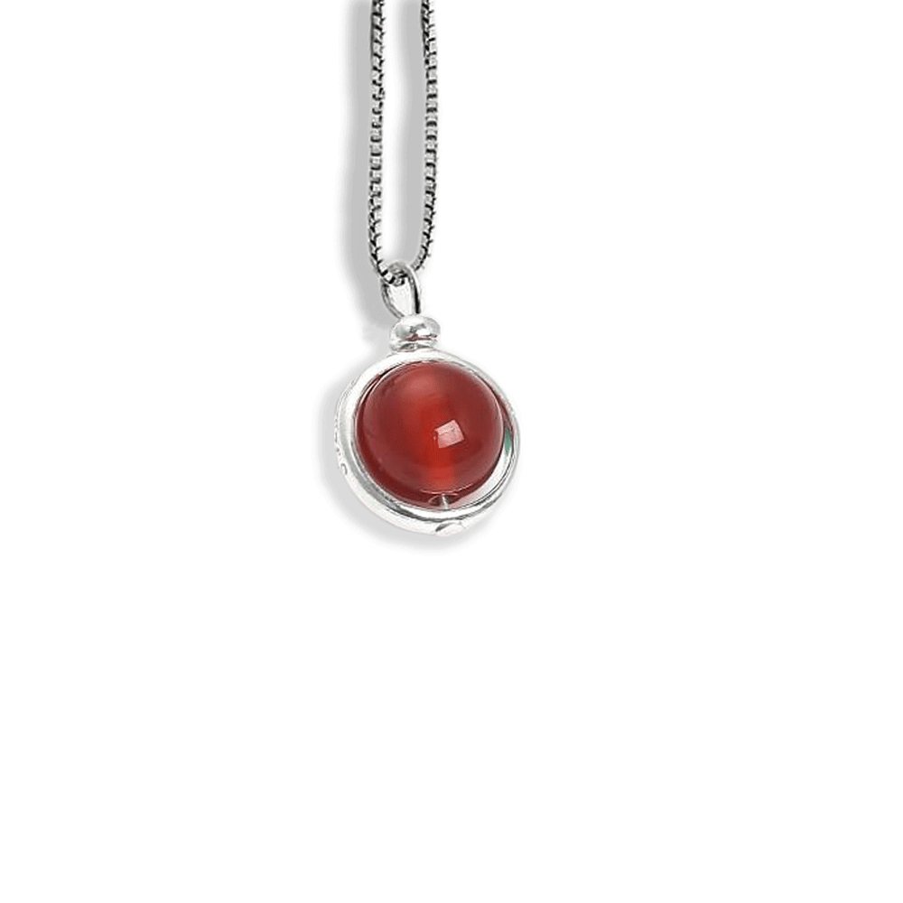 Collier Agate Rouge "Nina" en Argent Sterling