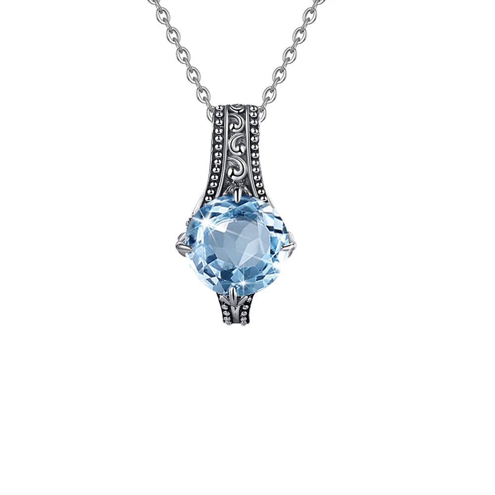 Collier Aigue Marine "Adèle" en Argent Sterling
