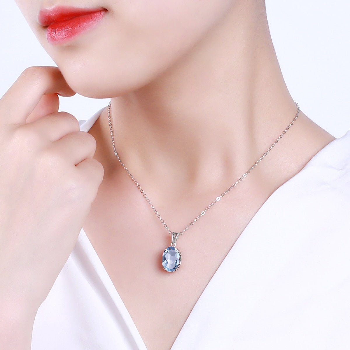Collier Aigue Marine "Bettina" en Argent 925