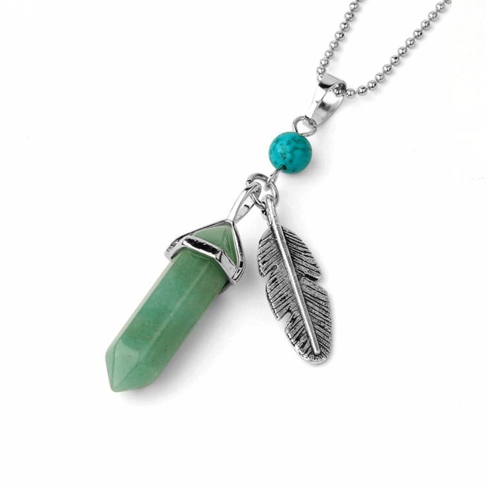Collier PlumeAventurine Verte