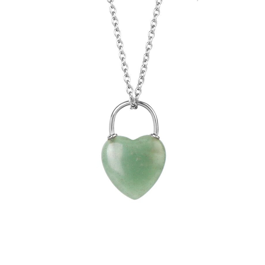 Collier Coeur Aventurine Verte