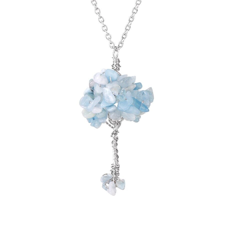 Collier Lithothérapie Aigue Marine "Flore"