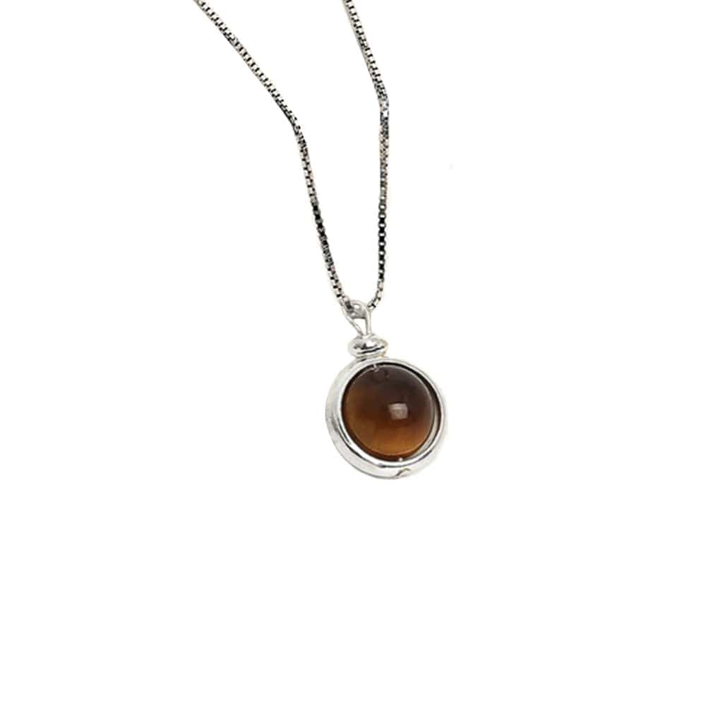 Collier Lithothérapie Oeil De Tigre "Malone" en Argent 925