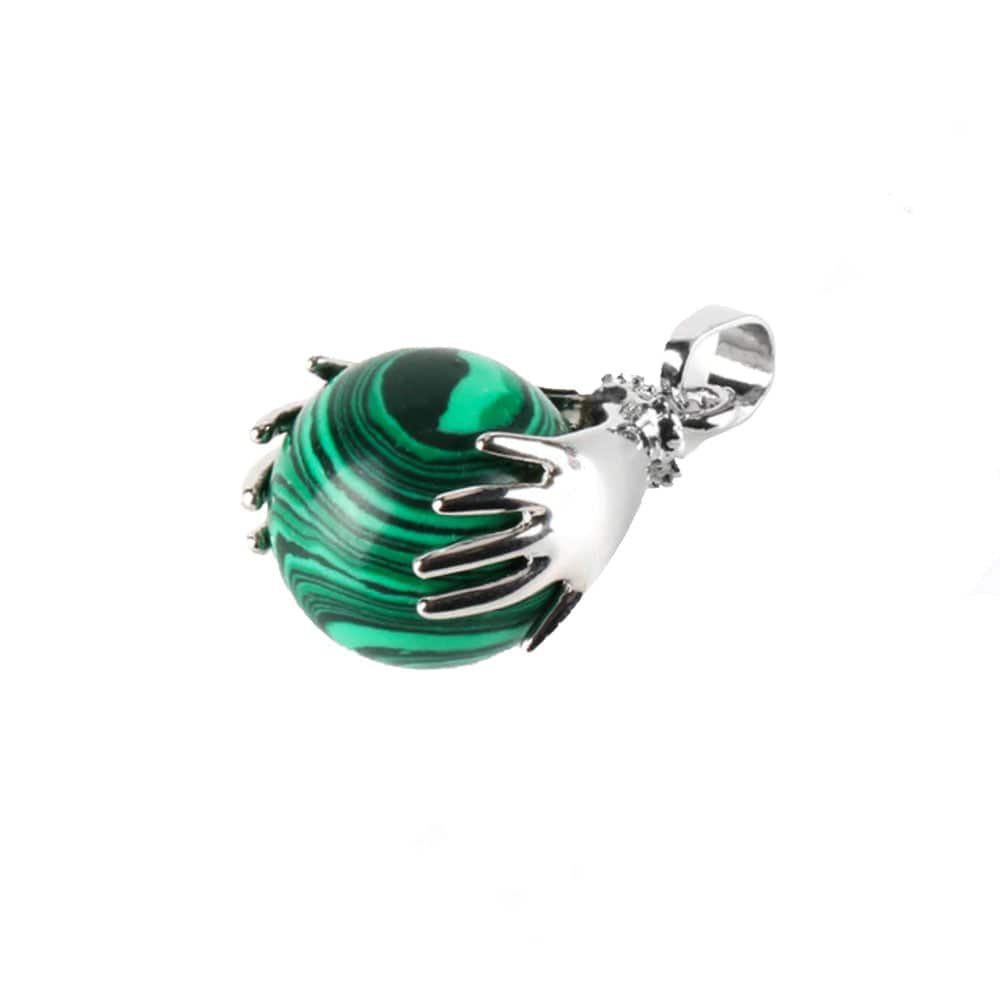 Collier Malachite "Théa" en Plaqué Argent