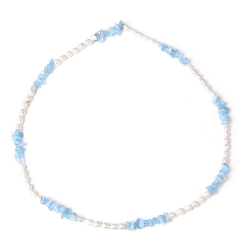 Collier Perles Aigue Marine "Angel"