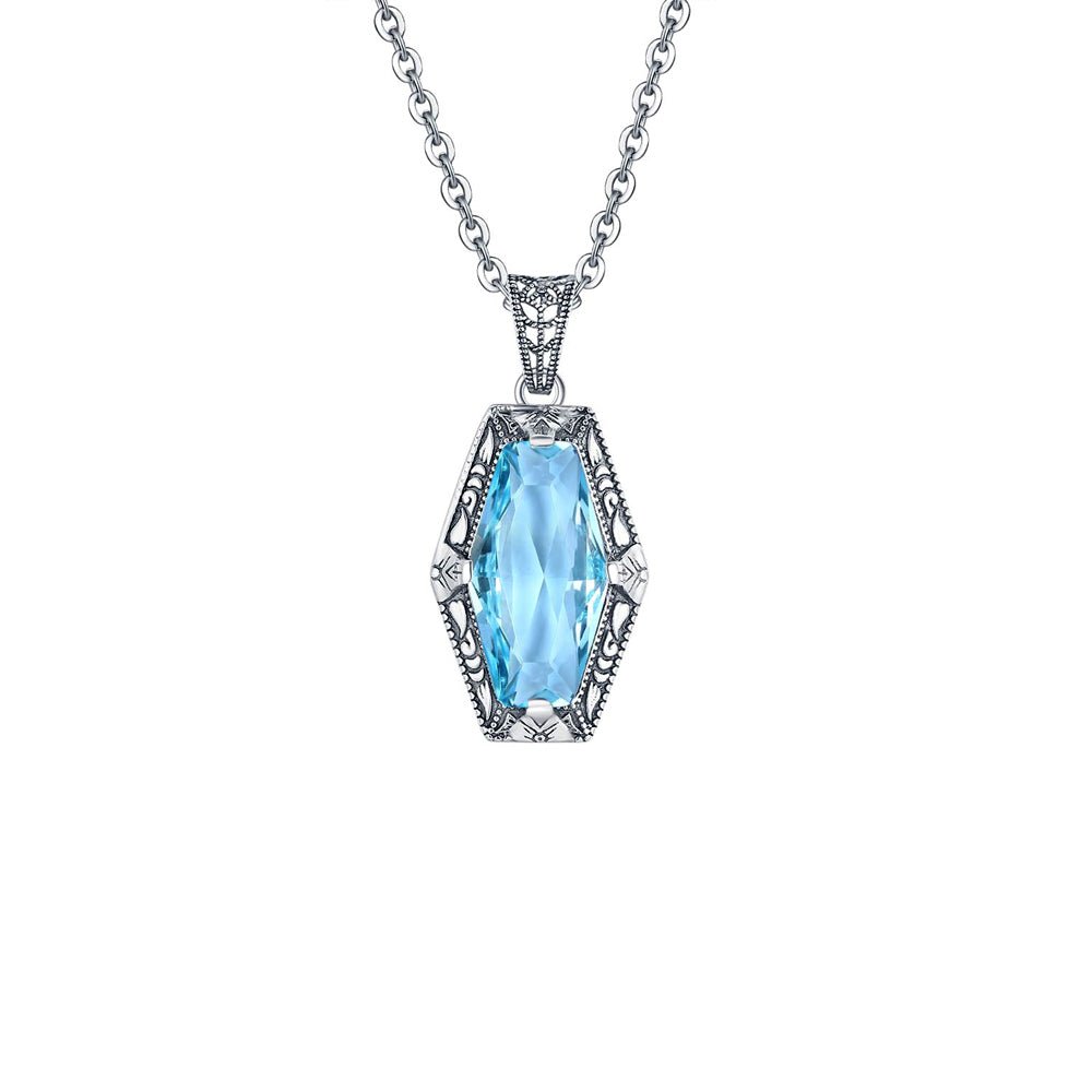 Collier Pierre Aigue Marine "Alix" en Argent 925
