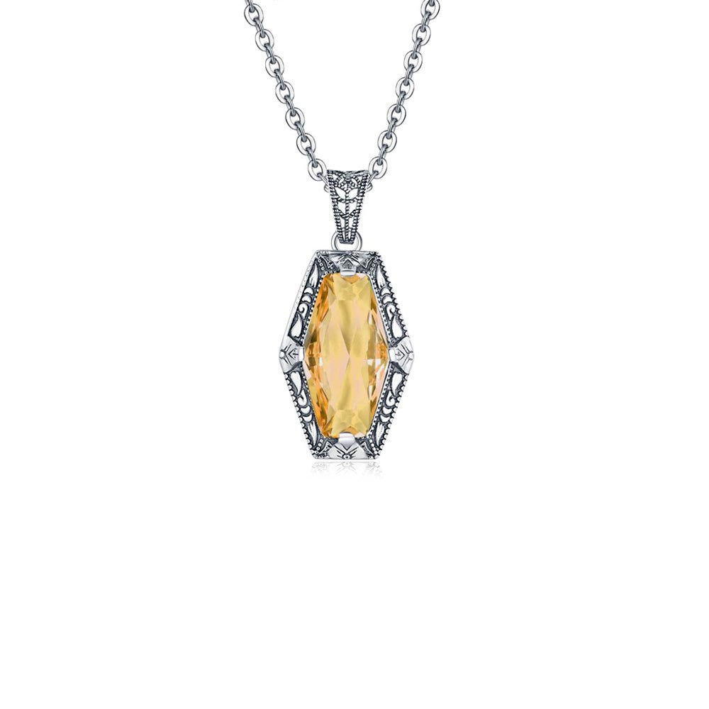 Collier Pierre Citrine "Naomie" en Argent 925