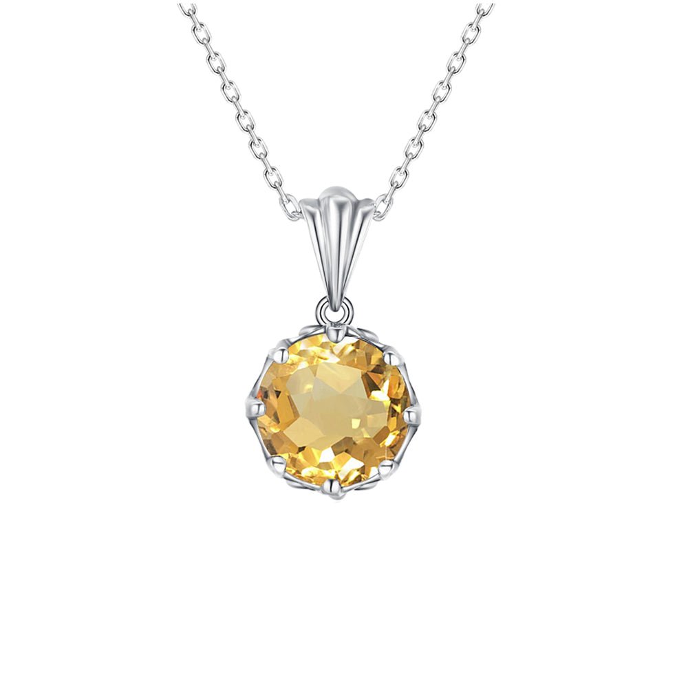 Collier Pierre Citrine "Typhaine" en Argent Sterling
