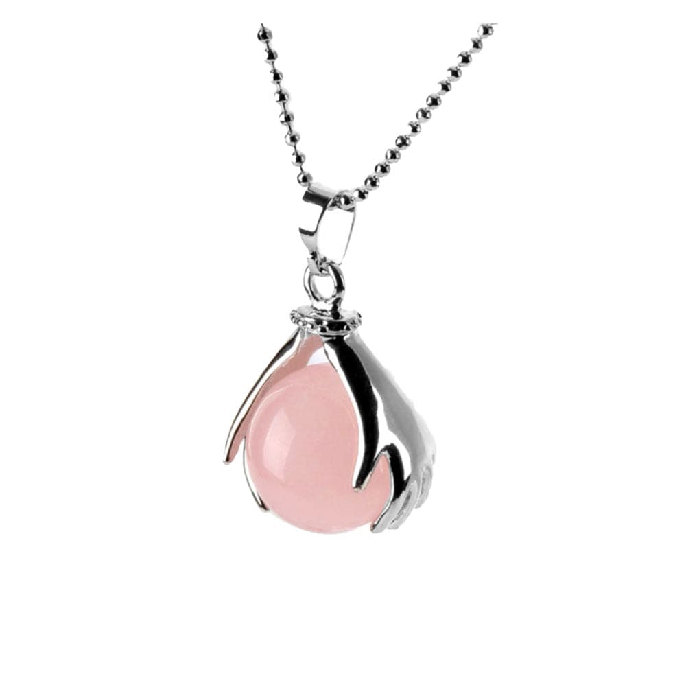 Collier Quartz Rose "Adèle" en Plaqué Argent