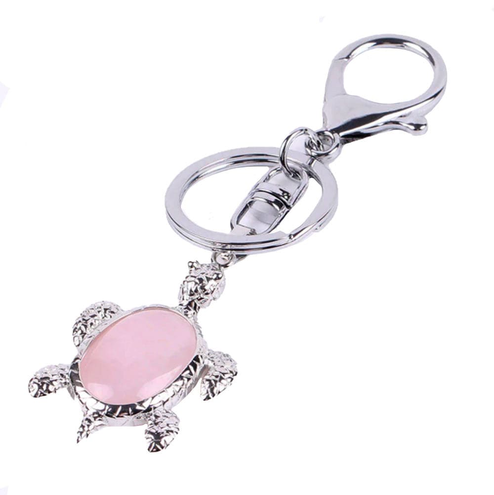 Porte Clé Tortue Quartz Rose